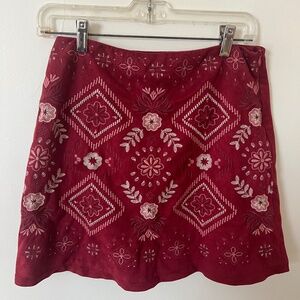 Mi Ami red embroidered mini skirt